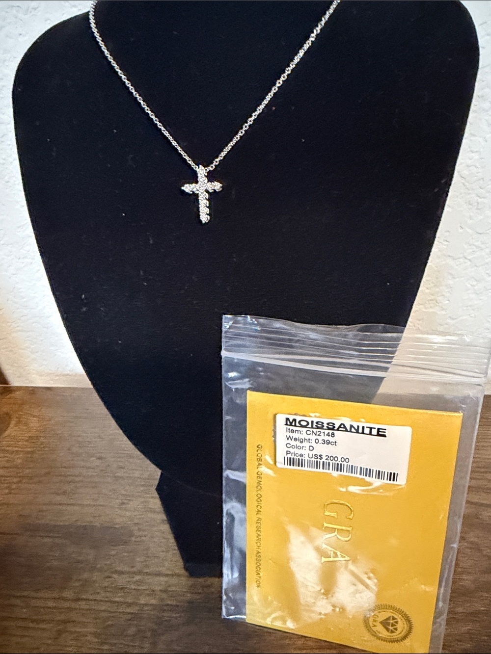 Moissanite Cross Pendant Necklace - Silver-Toned - Picture 2 of 4